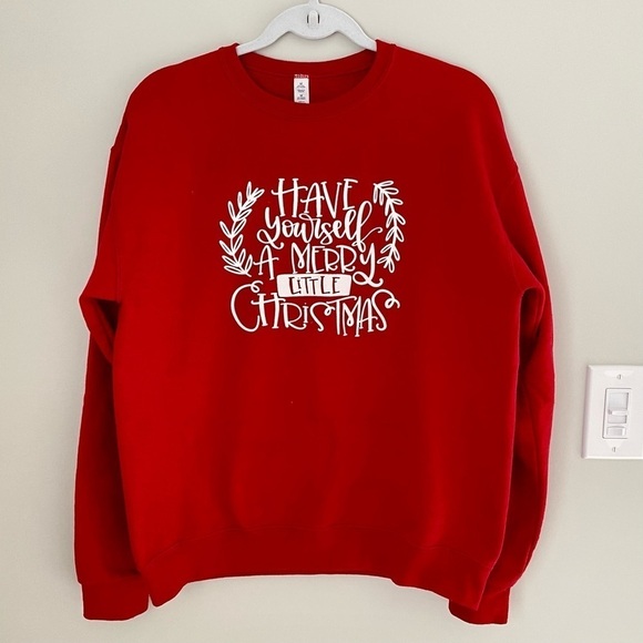 Have yourself a Merry little Christmas Crew Pullover Ugly Sweatshirt Sweater M - Picture 2 of 7
